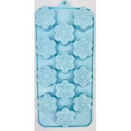 Holiday Silicone Ice Cube Tray, Candy Molds in 3 Assorted Trays: Red Christmas Tree, Powder Blue Snowflake, Dark Brown Gingerbread Man and Candy Cane