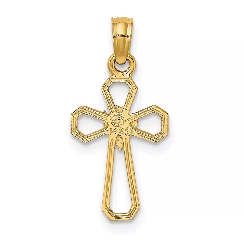 BillyTheTree Jewelry 14K Yellow Gold Cut-Out Cross w/ Dove Pendant