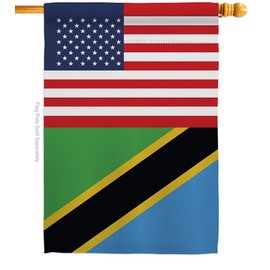 Americana Home & Garden Tanzania US Friendship House Flag Regional Nation International World Country Particular Area Decoration Banner Small Garden Yard Gift Double-Sided, Made in USA