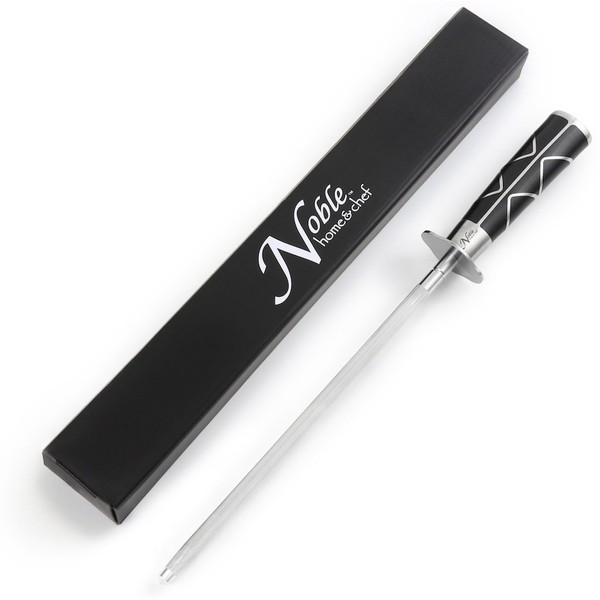 Professional Knife Steel Magnetized for Safety. Our Honing Rod Has an Oval Handle for a Firm Grip and is Built For Daily Use, Perfect for Chefs and Home Cooks Alike! (12", Luxury)