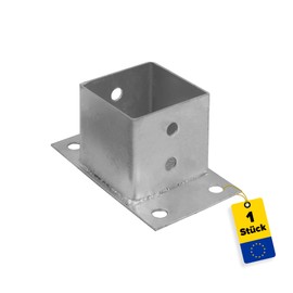 GRUNDLINE - Screw-on sleeve 70 x 70 - ground sleeves for wooden posts - screw on post holder - ground sleeve with anchor plate - anchor - post shoe hot-dip galvanised - support base - wood connector