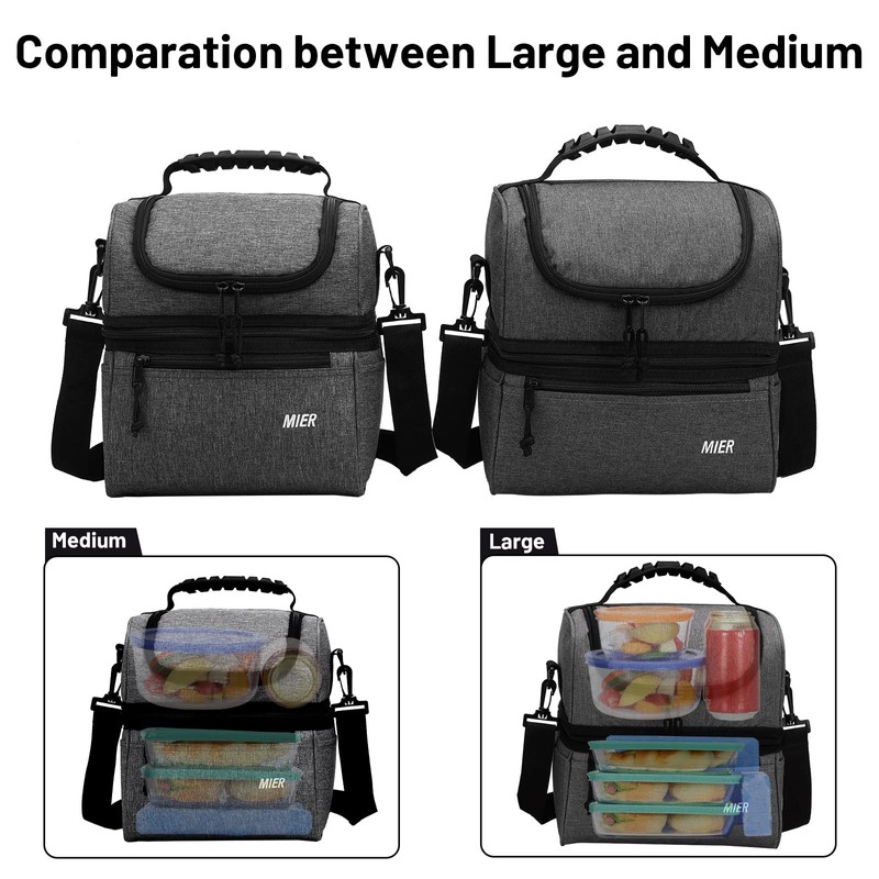 MIER 2 Compartment Lunch Bag for Men Women, Leakproof Insulated