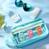 Pinkunn Chenille Letter Bag Clear Makeup Pouch Cute Preppy Letter