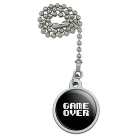 GRAPHICS & MORE Game Over Gamer Pixel Font Geek Ceiling Fan and Light Pull Chain