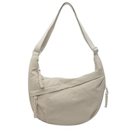 Fashion Plain Color Nylon Crossbody Bag For Women, Slouchy Dumpling and Multi-Pocket Sling Bag, New Crossbody Bag (Beige)