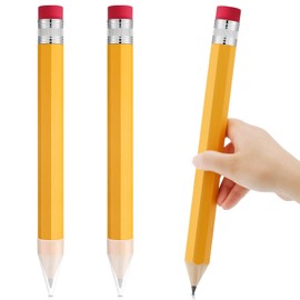 Leinuosen 3 Pcs Wooden Jumbo Pencils for Prop Gift Decor 14 Inch Giant Big Large Funny Novelty Comically Yellow Pencil with Eraser for School Office Party Favors