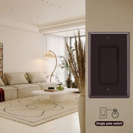 Smart-us 10 Pack Decora Light Switch Brown, Single Pole Paddle Rocker,15A 120V/277V