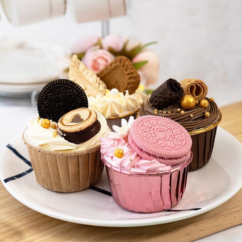 100 Pack 3.5 Oz Foil Baking Cups with Dome Lids