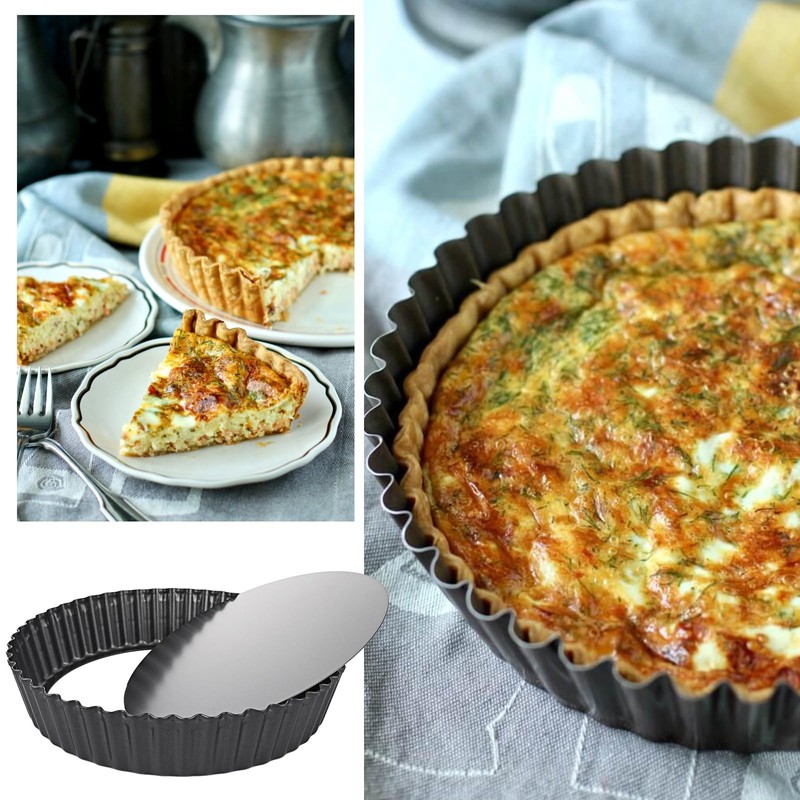 WOPPLXY 2 PCS 10 Inch Deep Quiche Tins with Loose