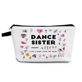 YULUENZE Dancing Present Dance Sister Makeup Bag Ballet Dancer Makeup Organizer Bag Toiletry Pouch with Zipper Dance Cosmetic Bag Birthday Presents for Women Dancer Dance Lovers