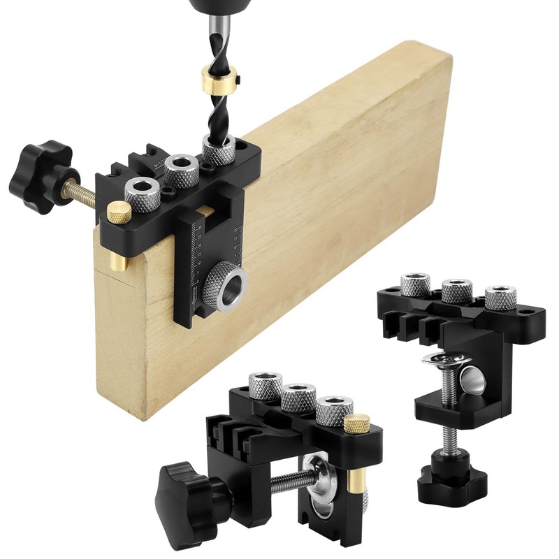 QWORK® 3-in-1 Pocket Hole Jig Kit for 8/10/15 mm Dowels,