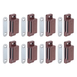 DTGN 46x15mm(LxW) Cabinets Magnets Latch - 8 Pack - Good for Kitchen Cupboard Drawer Furniture - ABS Plastic Magnetic Closure Closet Door Catch - Brown