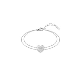 Lacoste Women's LOVE MY CROC Collection Chain Bracelet in Stainless Steel with a Heart Charm - 2040396