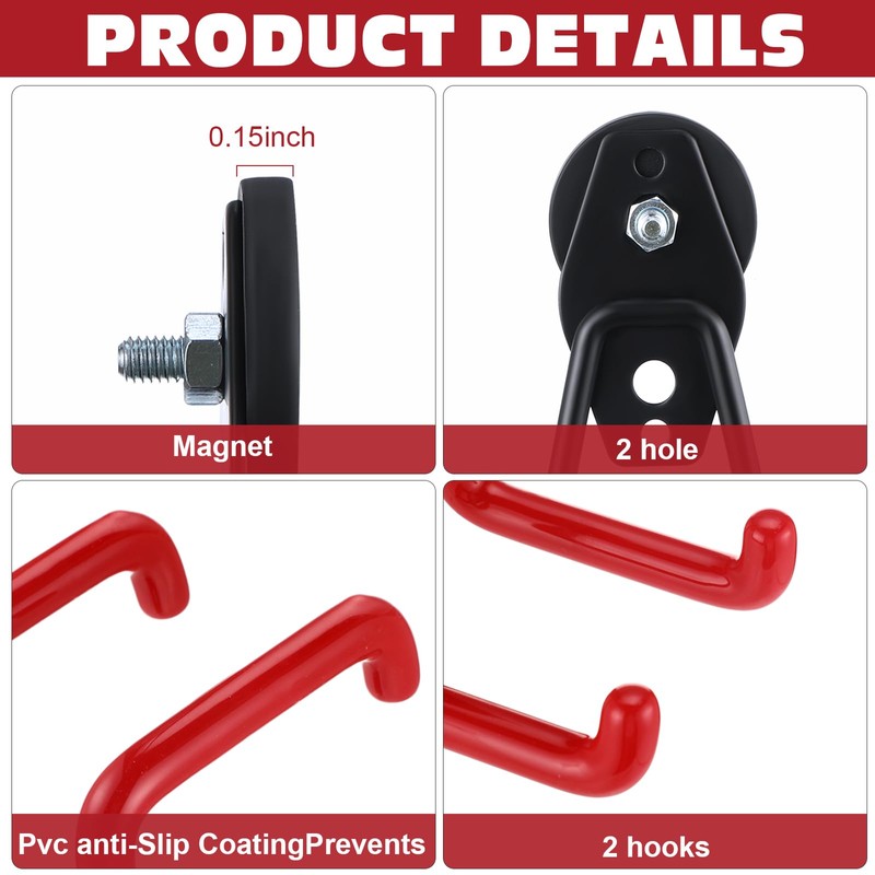 Landhoow 6 Pcs Large Magnetic Hooks Heavy Duty Garage Magnet