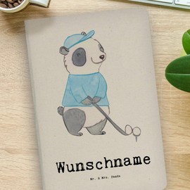 Mr. & Mrs. Panda DIN A4 Personalisiertes Notizbuch Panda Golfen - Personalisierte Geschenke, Golf spielen, Danke, Notizbuch mit Namen, Sportler,