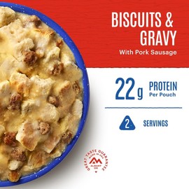 Mountain House Biscuits & Gravy | Freeze Dried Backpacking & Camping Food | 2 Servings