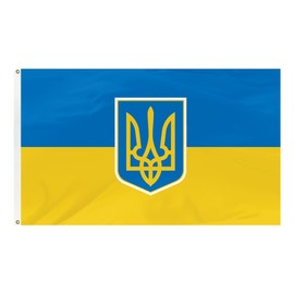 Ukraine Flag 3x5ft wear resistant, colorfast, with 2 brass grommets, ukraine flag with trident flag