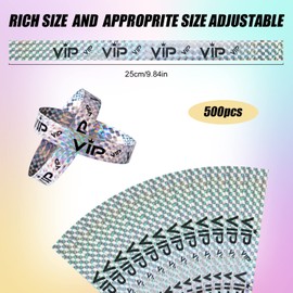 Pack of 500 VIP Bracelets, VIP Bracelets Paper Party Bracelets, Paper Bracelets, VIP Bracelets for Events, Entrance, VIP Party, Music Festival, Concerts (Holographic Silver)