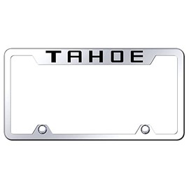 Au-TOMOTIVE GOLD Laser Etched Logo Stainless Steel Truck Cut-Out License Plate Frame for Chevy Tahoe (Chrome)