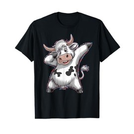 Funny Cartoon Dabbing Highland Cow For Boys Girls Kids T-Shirt