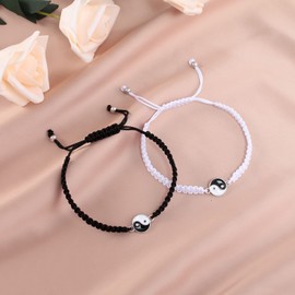 Yin Yang Bracelet for 2 Matching Yin Yang Friend Couple Bracelets Ying Yang Bracelet Friendship Relationship Boyfriend Girlfriend Valentines Gift (Style B)