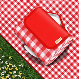 SAMSIER Manta Picnic Grande, Tapete Picnic Impermeable, Prevención de La Arena, Playa Camping al Aire Libre (150 x 200cm, Rojo)