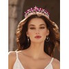 Campsis Crystal Queen Crown Rhinestne Bridal Tiaras Pink Flower Princess