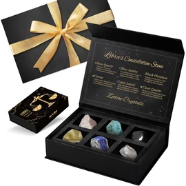 Libra - Regalos de cumpleaños para mujeres, piedras natales de cristales Libra, juego de caja de regalo con lazo de cinta de regalo, regalo del zodiaco, regalos de astrología, regalos de cumpleaños para su madre, hermana, mejores amigas