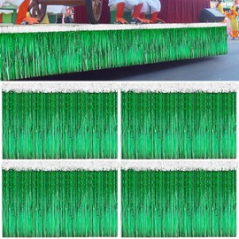 Crowye 10 Pcs St. Patrick's Day Parade Float Decorations Irish Car Decorations Include Foil Fringe Table Skirt and Foil Fringe Garland for Car Vehicle Golf Bus Festival Party Decor