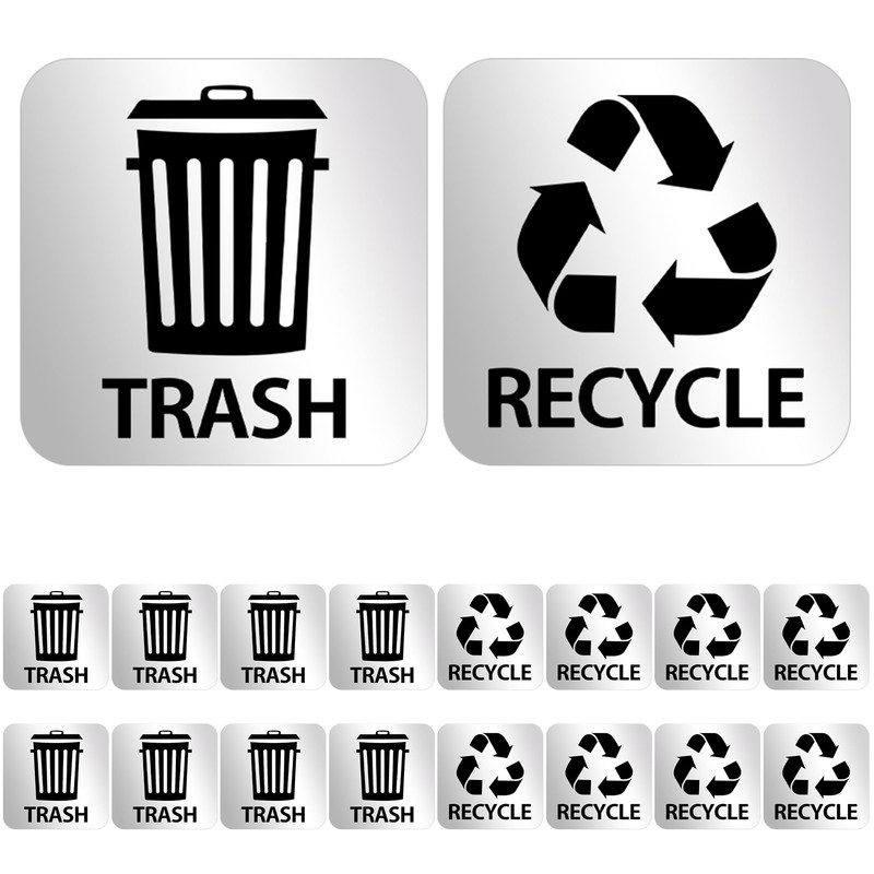 Bueake Pack of 16 Recycle Sticker for Trash Bins self