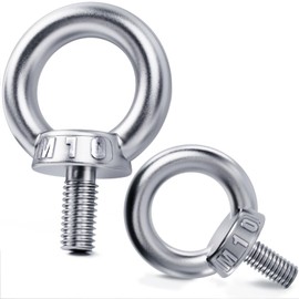 YOOPIN Eye Bolt M10, Pack of 6 Eye Bolts, 304 Stainless Steel Eye Bolt, Eye Bolt with Thread, Stainless Steel Eye Bolt for Mounting Technology and Various Technical Lifting Devices