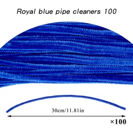 100 Pieces Pipe Cleaners Chenille Stem, Blue Pipe Cleaners Set for DIY Arts Crafts Decorations, Chenille Stems (Blue)