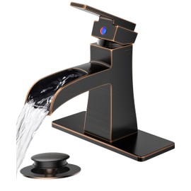 FORIOUS Bathroom Sink Faucet 1 Hole Waterfall One Handle Oil Rubbed Bronze