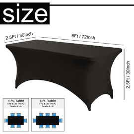 Mienocol Black Spandex Tablecloths,6FT Stretchable Rectangle Table Cover Washable Tablecloth Universal Patio Elastic TableCover for Kitchen,Event, Wedding, Cocktail Bar Exhibition,Banquet,Party