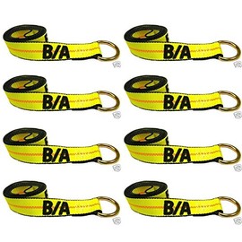 BA Products Qty. 8, 38-1-8-x8 8' Lasso Strap with D Ring (Set of 8) for Wheel Lift, Wrecker, Rollback, Tow Truck. Fits JerrDan, Century and More!