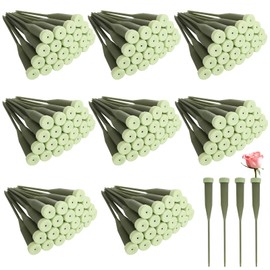DAJAVE 200 Pcs Floral Water Tubes, 6 Inch Plastic Green Flower Water Tubes with Rubber Caps, Flower Tubes for Flower Stem Arrangements Florist Supplies