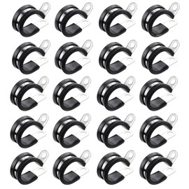 20 Pcs P Clips, Pipe Clamp, 12mm (1/2") Diameter Hose Rubber Lined Pipe Clamps, Stainless Steel Pipe Clips for Automotive Industrial Boat Wiring and Mounting Securing Gas Pipes