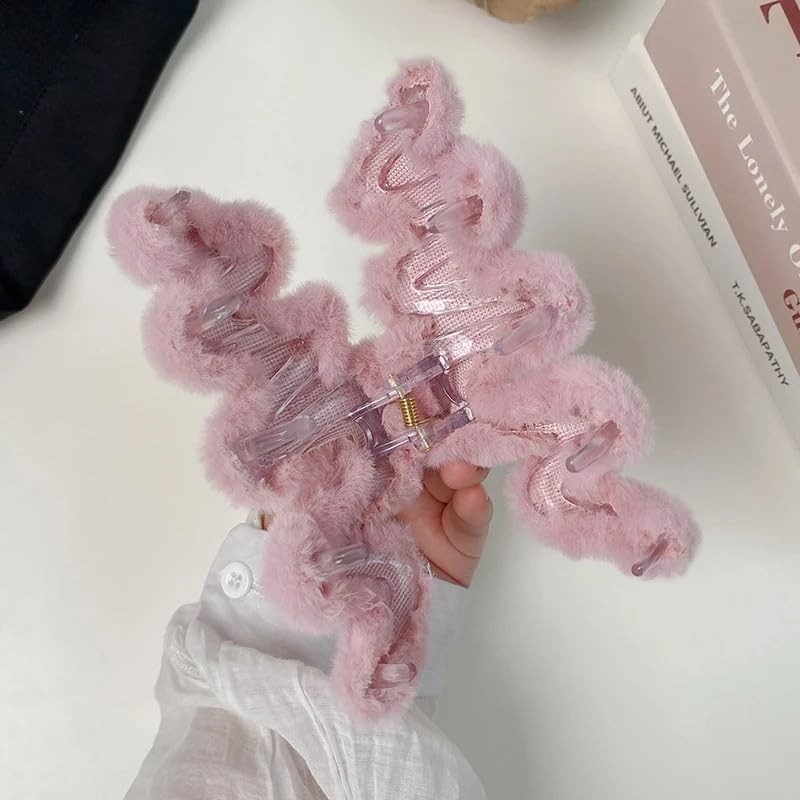 Extra Large Fluffy Wave Shaped Hair Clip (Black)