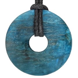 Lebensquelle Plus Apatite Gemstone Doughnut Diameter 30 mm + Cotton Cord Gemstone Pendant Genuine Healing Stone Necklace with Ribbon, Gemstone, Quartz
