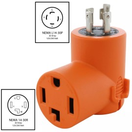 AC WORKS® 30A 125/250V NEMA L14-30 Male Plug to 30A 125/250V NEMA 14-30 Female Connector