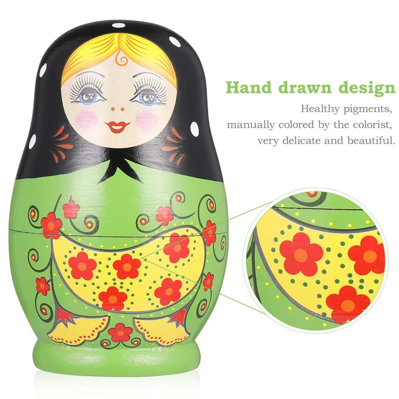 ULTNICE 5 x Wooden Russian Matryoshka Dolls for Kids