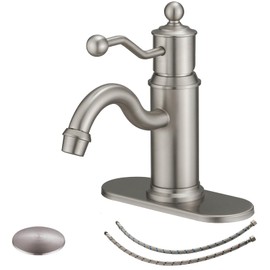 BWE Brushed Nickel Bathroom Sink Faucet Single Hole Single Handle Bathroom Faucet Modern RV Faucet Commercial Washbasin Faucet One-Hole Countertop Installation