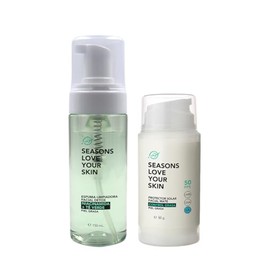 Seasons love your skin kit rutina facial Anti Grasa FPS para piel grasa espuma limpiadora + protector solar