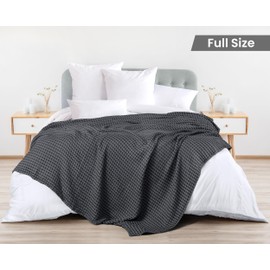 Utopia Bedding Charcoal 100% Cotton Waffle Blanket 300 GSM [Full - 90x84 Inch] Soft Lightweight Breathable Bed Blanket for All Season