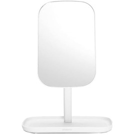 BRABANTIA | Espejo con Bandeja Ajustable | Blanco | 28.3 x 20 cm | Organización y Cuidado Personal