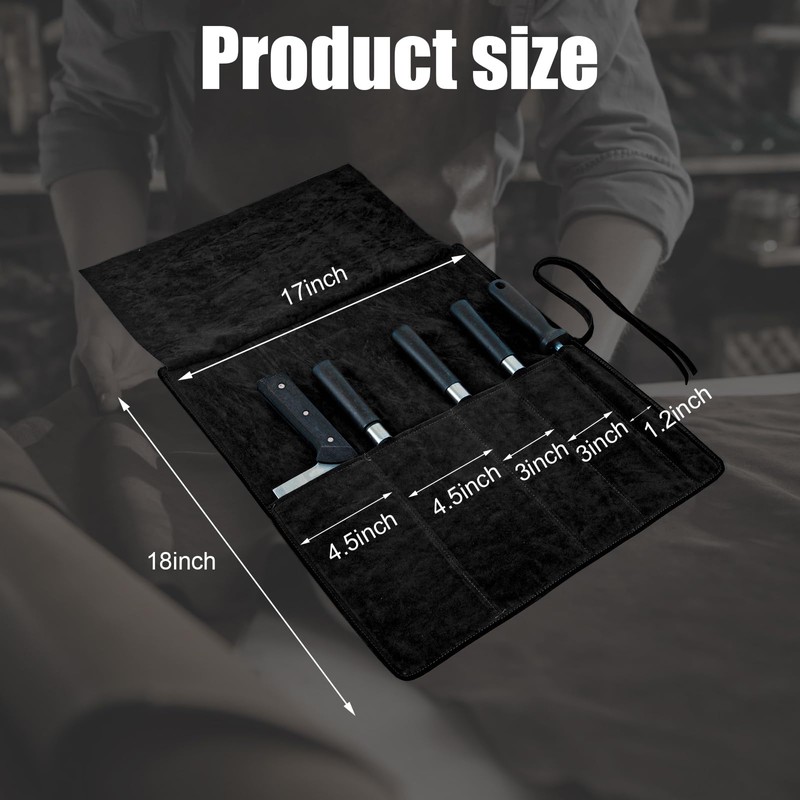 Genuine Leather Knife Roll, Knife Bags for Chefs Professional, Small