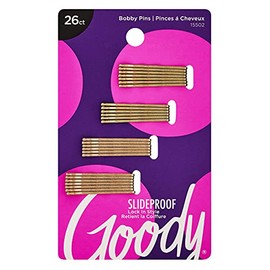 Goody Styling Hair Bobby Pins - 26 unidades, color rubio metálico, a prueba de deslizamiento y bloqueo, apto para todo tipo de cabello, accesorios par