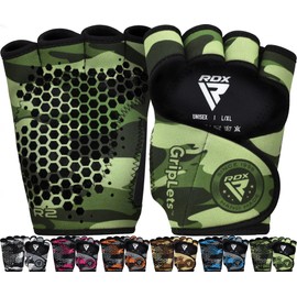 RDX Weight Lifting Gloves Grips, Gym Fitness Workout, Anti Slip Ventilated Open Back Gripper, Strength Training HIIT Exercise Deadlift, Men Women Cycling Rowing Climbing Hanging Pull Ups Gymnastics