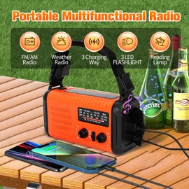 Emergency Weather Radio AM/FM/NOAA with 20000mAh/74000mWh Portable Radio, USB/Solar/Hand Crank Charging, Battery Operated, SOS Alarm & Flashlight for Indoor/Outdoor Emergencies(Orange)