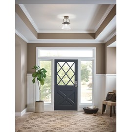 KICHLER Lighting Aldean Ceiling Light in an Old Bronze Finish with Clear Seeded Glass Shade for Living Areas Halls and Bedrooms, 38224